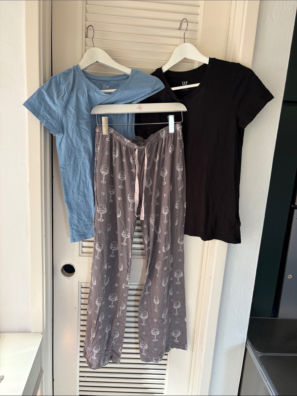 Wine, glass paw, print PJ salvage, gap Sleep bundle